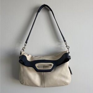 Rare Find Coach 🖤 1970’s Bonnie Cashin Foldover Leather Bag - Cream & Navy/Black